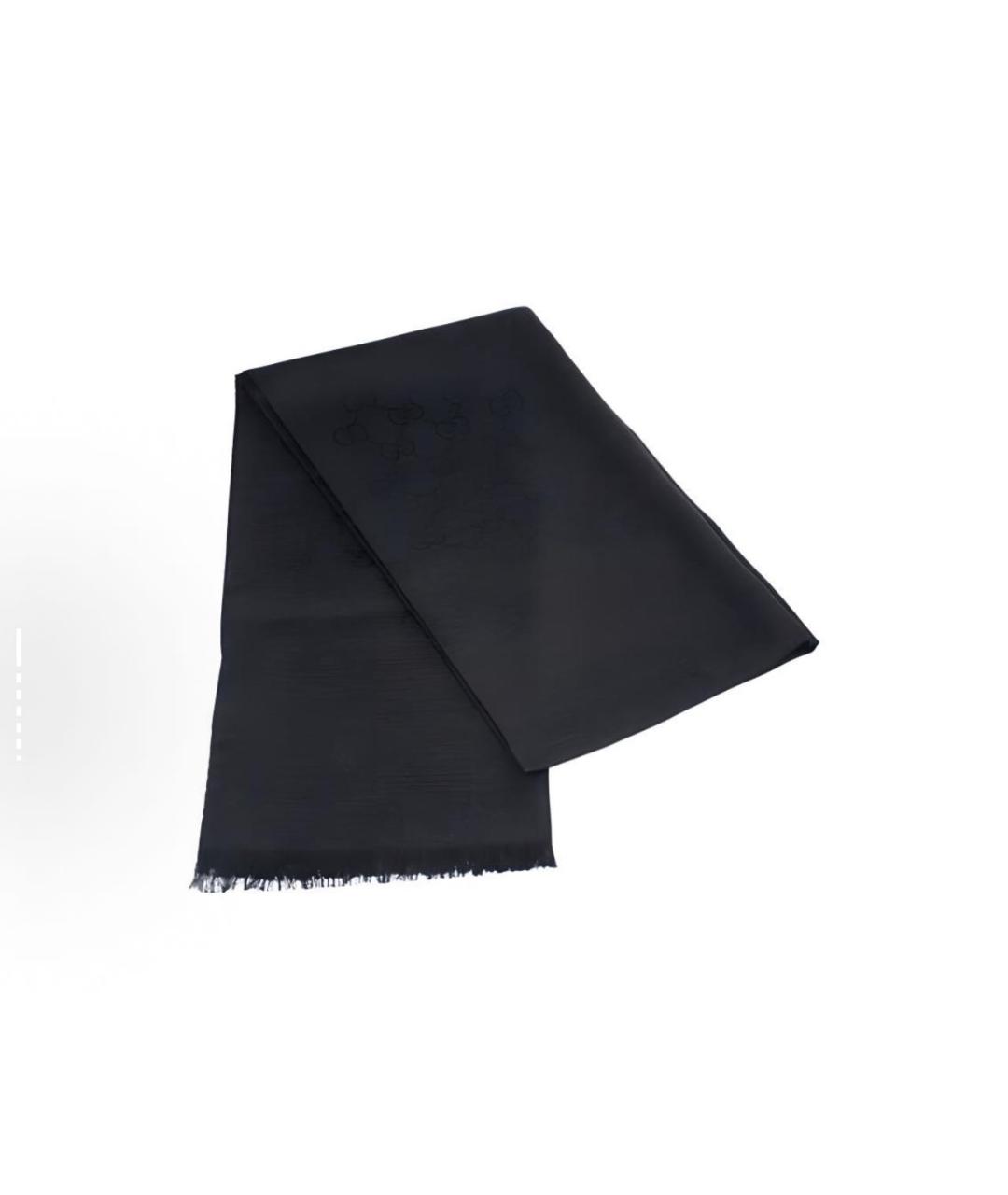 GUCCI Черный шерстяной шарф, фото 3