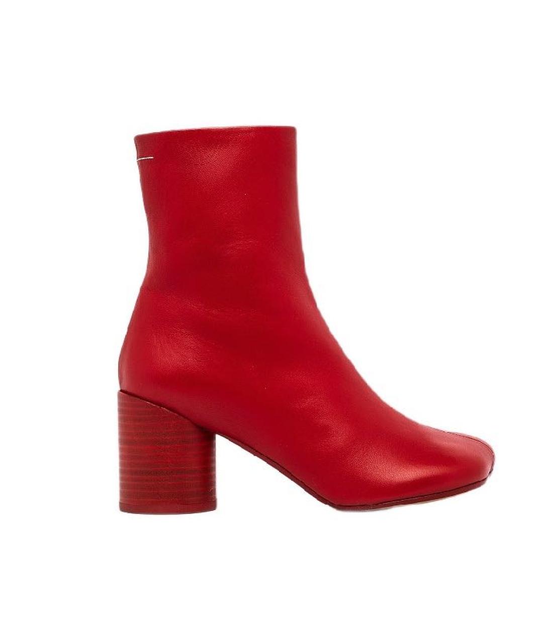 MM6 MAISON MARGIELA Красные кожаные ботильоны, фото 1