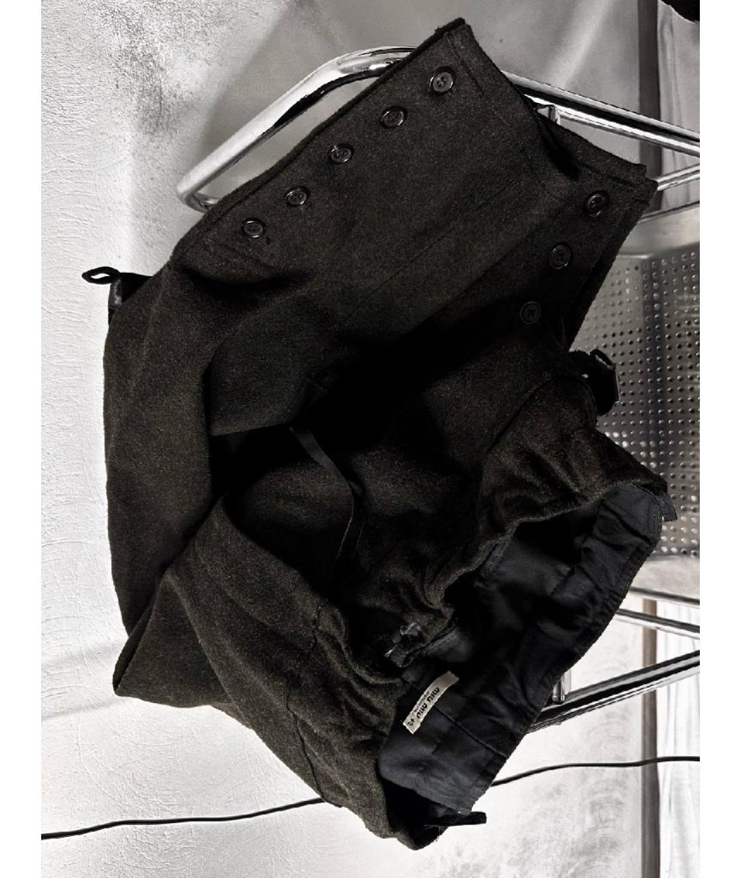 MIU MIU Черные шерстяные классические брюки, фото 3