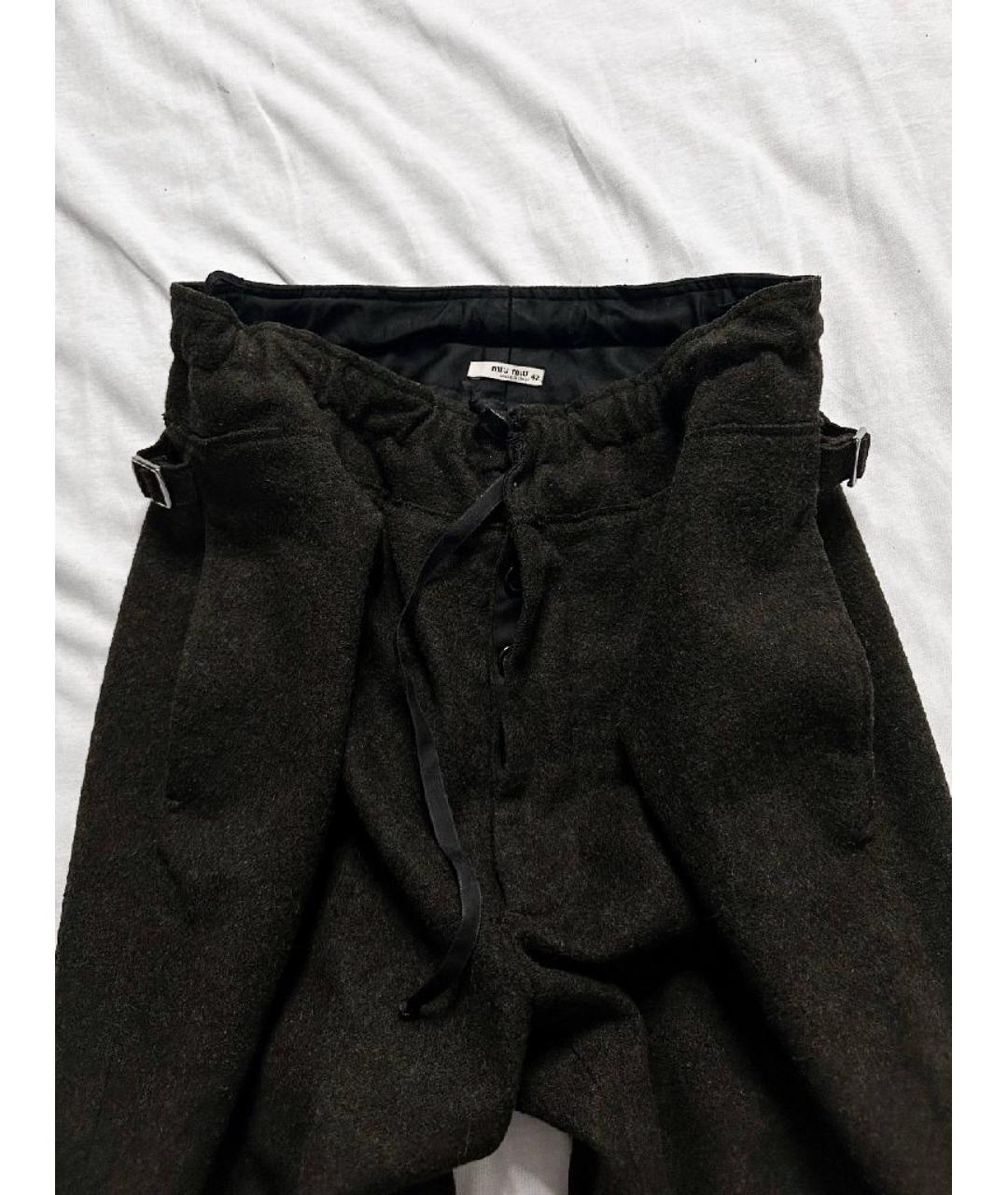 MIU MIU Черные шерстяные классические брюки, фото 2