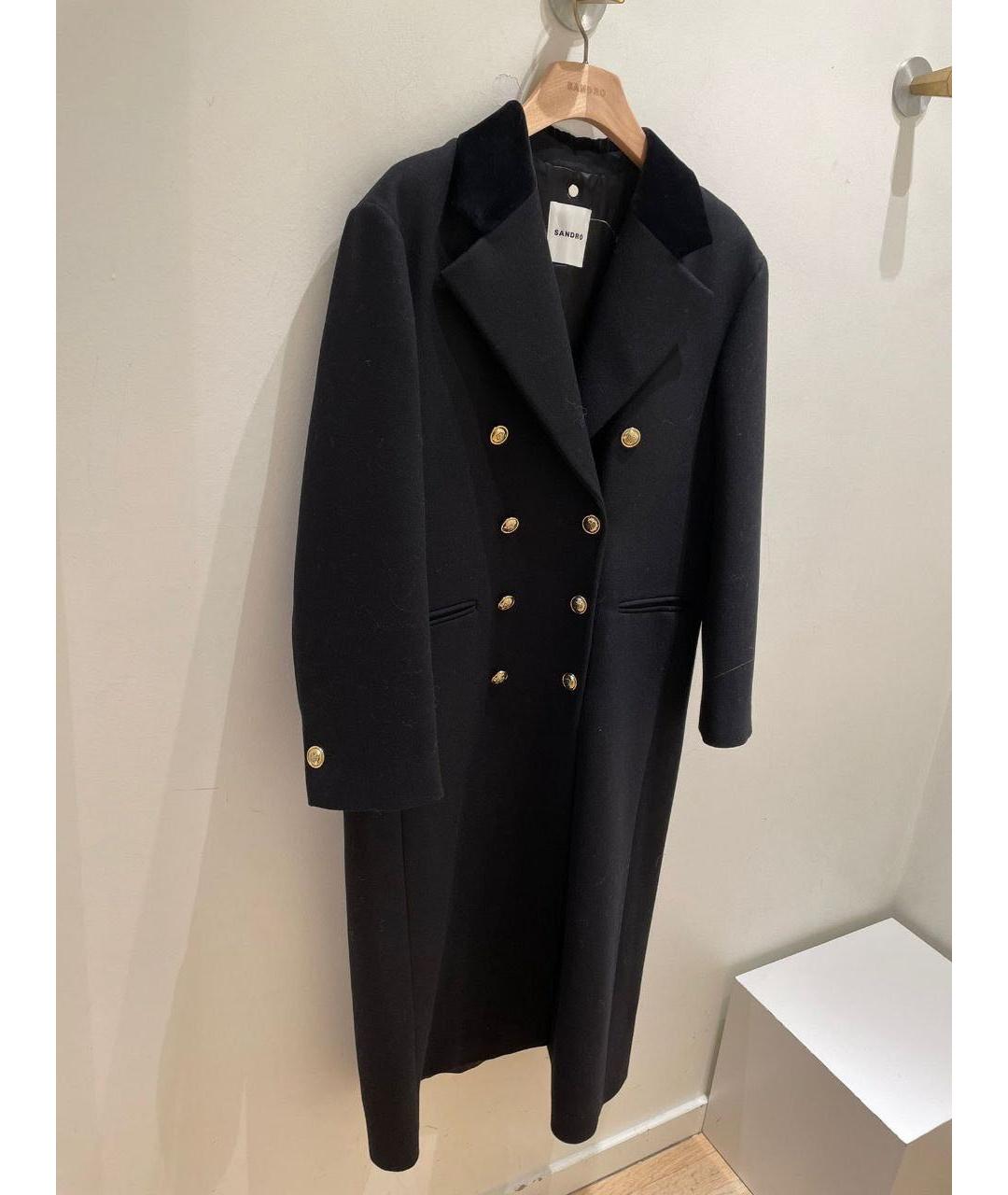 SANDRO Черное шерстяное пальто, фото 6