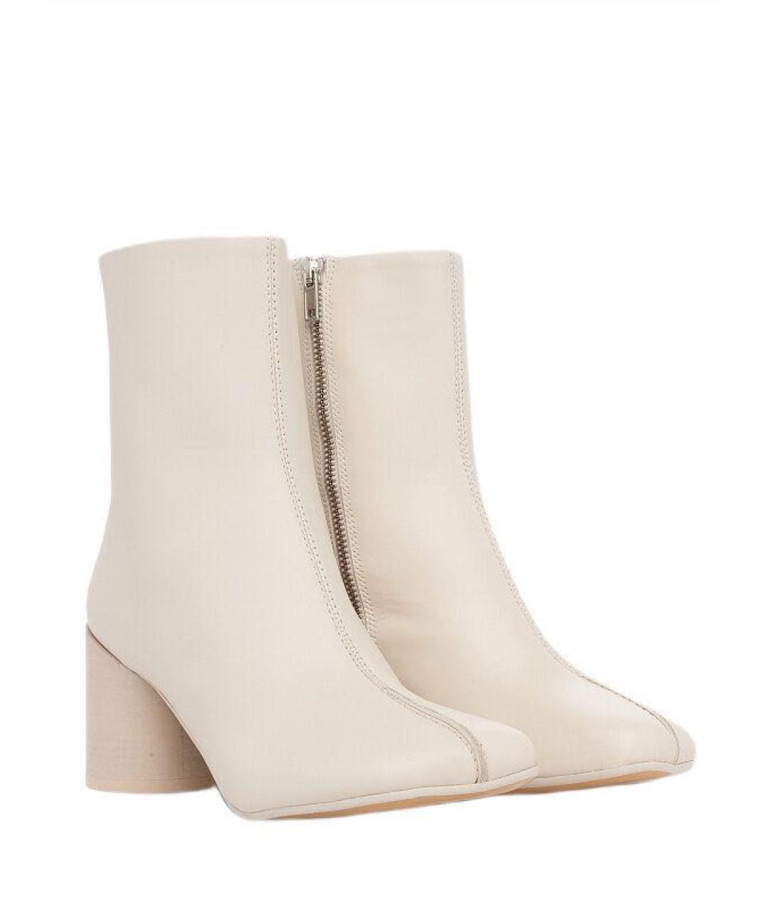 MM6 MAISON MARGIELA Бежевые кожаные ботильоны, фото 2