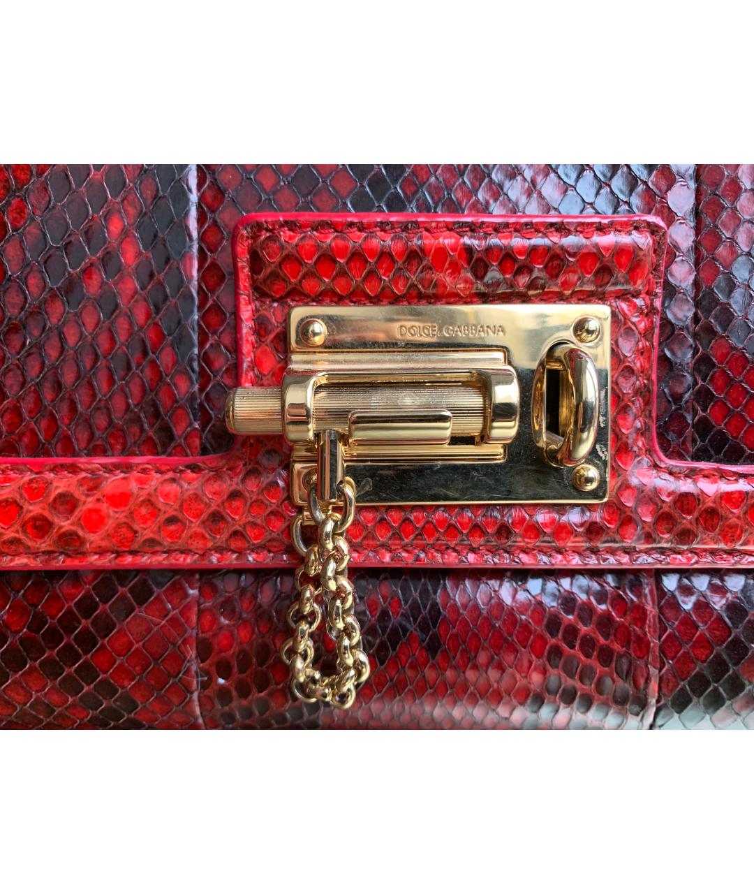 DOLCE&GABBANA Красная сумка с короткими ручками из экзотической кожи, фото 5