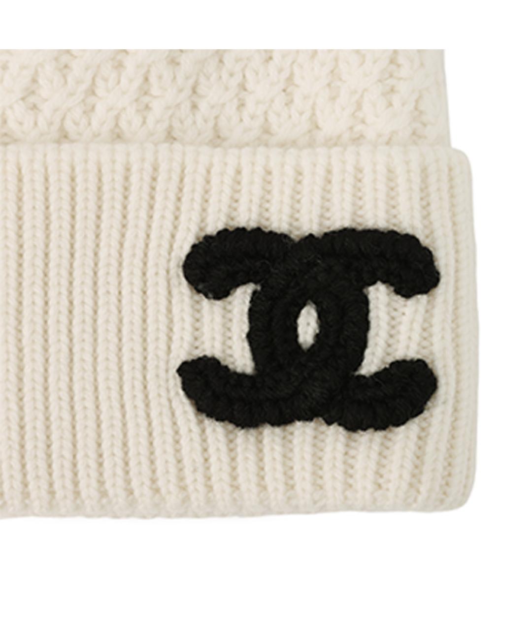 CHANEL Белая кашемировая шапка, фото 5