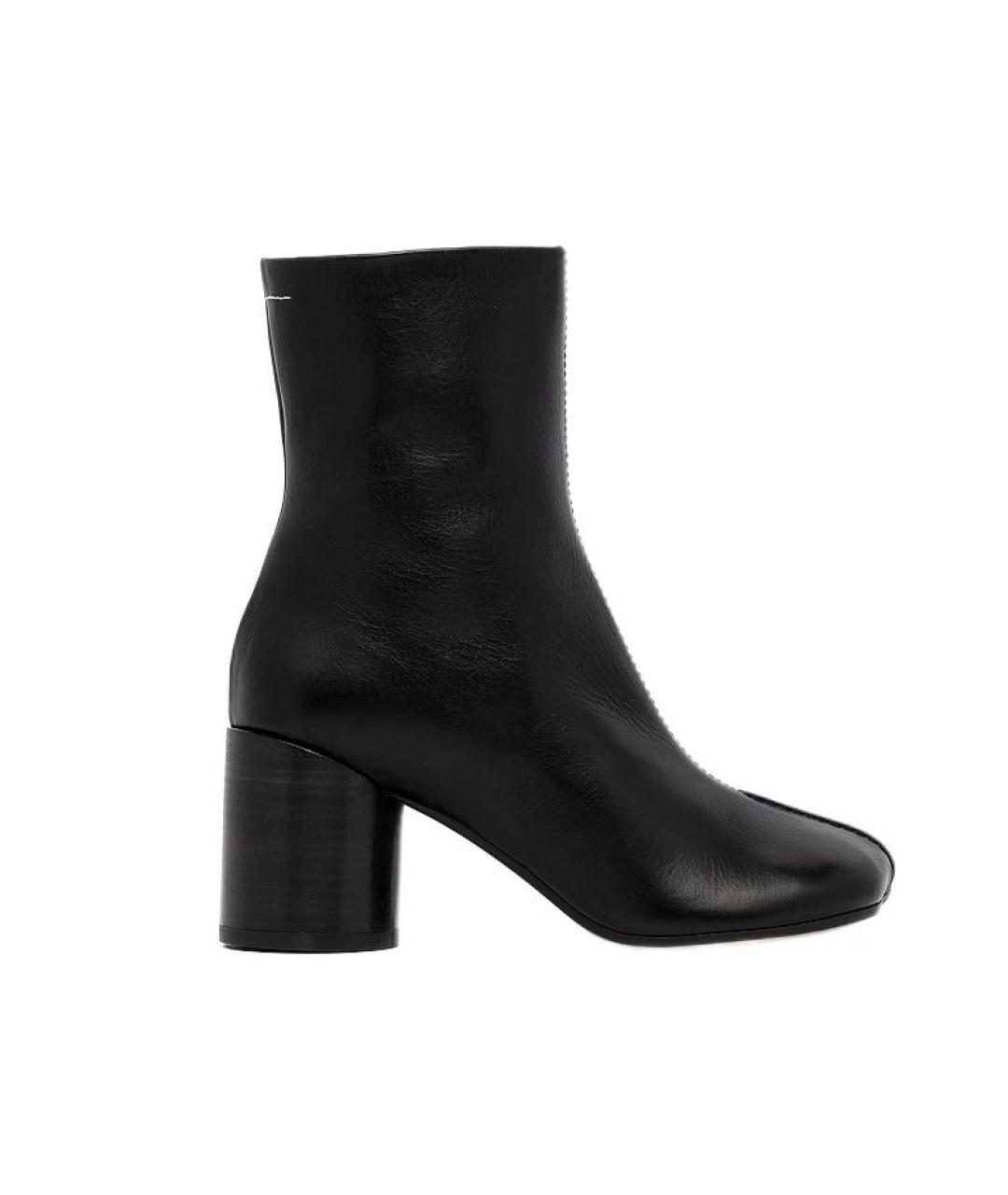 MM6 MAISON MARGIELA Черные кожаные ботильоны, фото 1