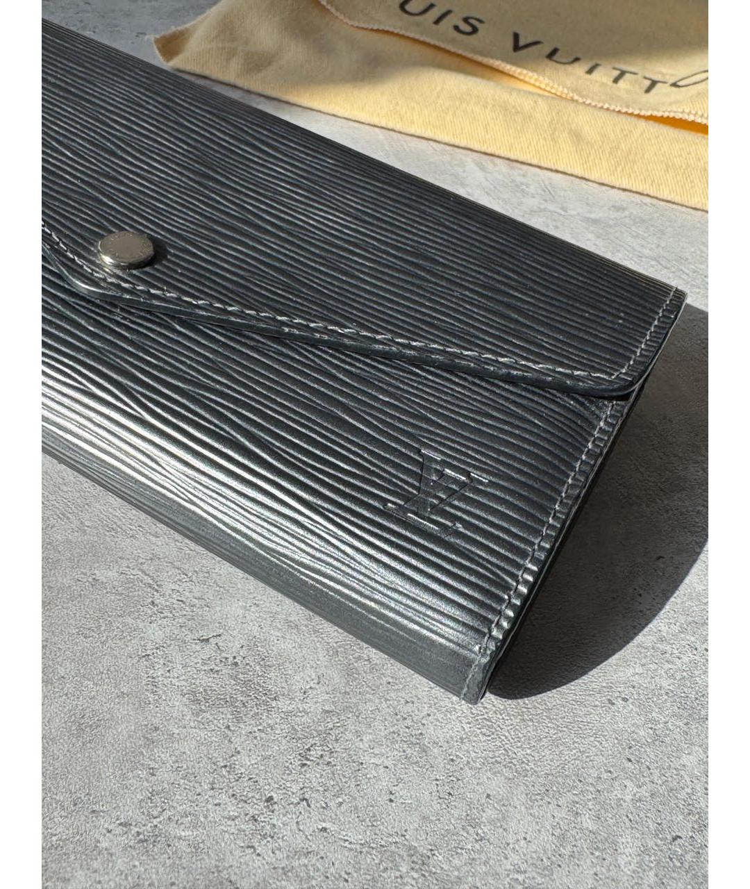 LOUIS VUITTON Серый кожаный кошелек, фото 6