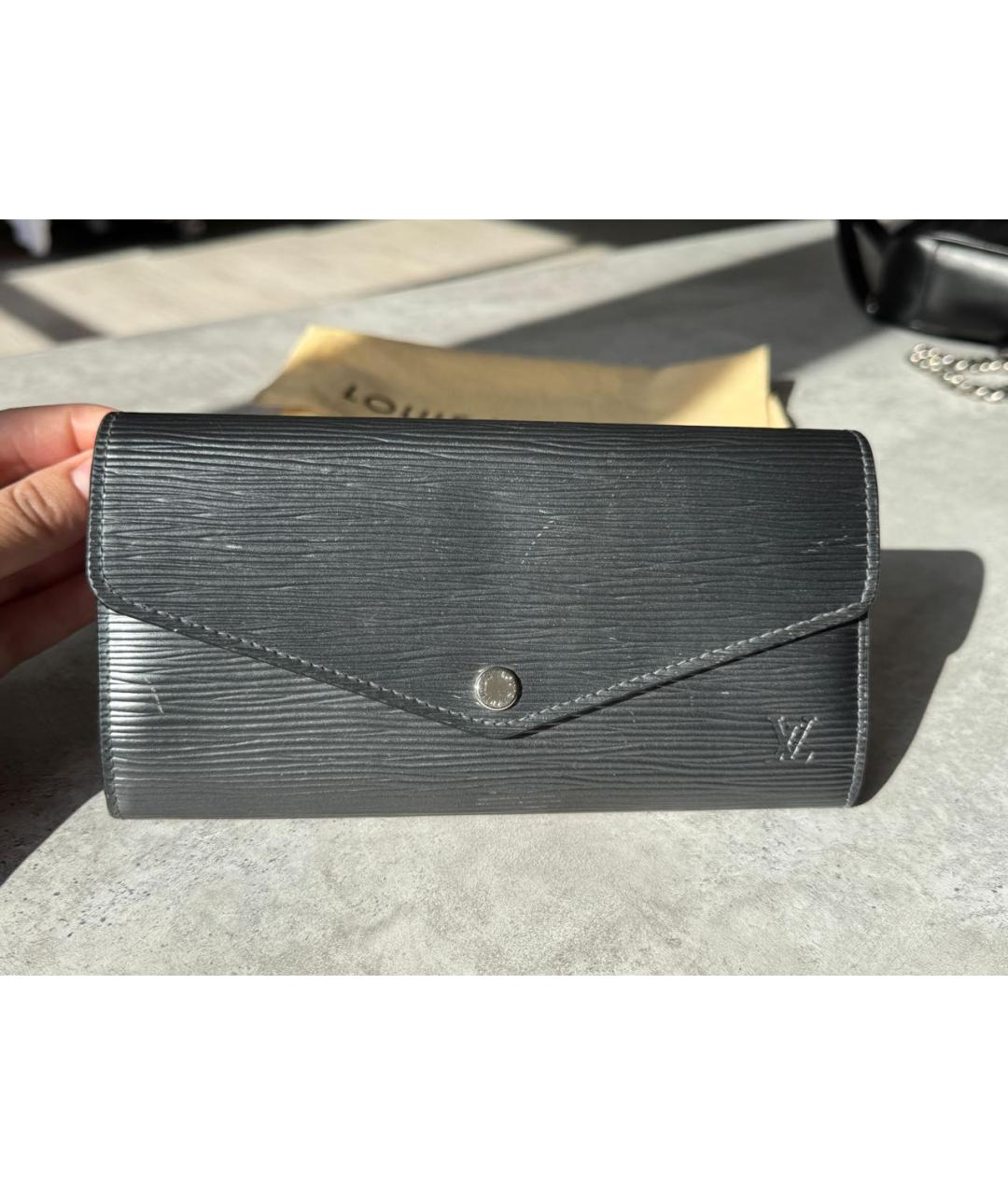 LOUIS VUITTON Серый кожаный кошелек, фото 7