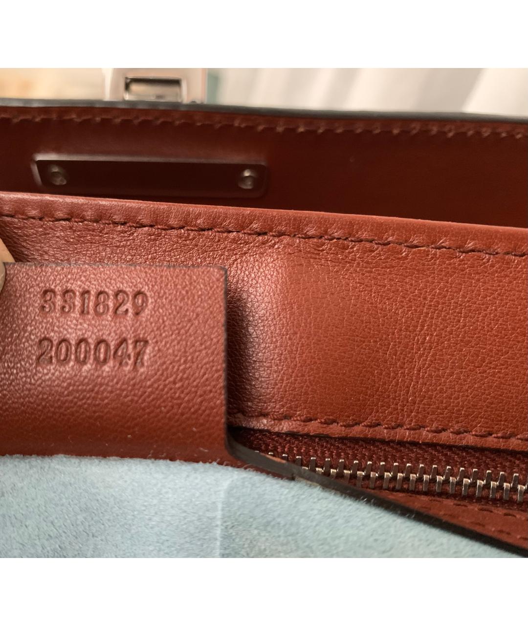 GUCCI Коричневая сумка с короткими ручками из экзотической кожи, фото 6