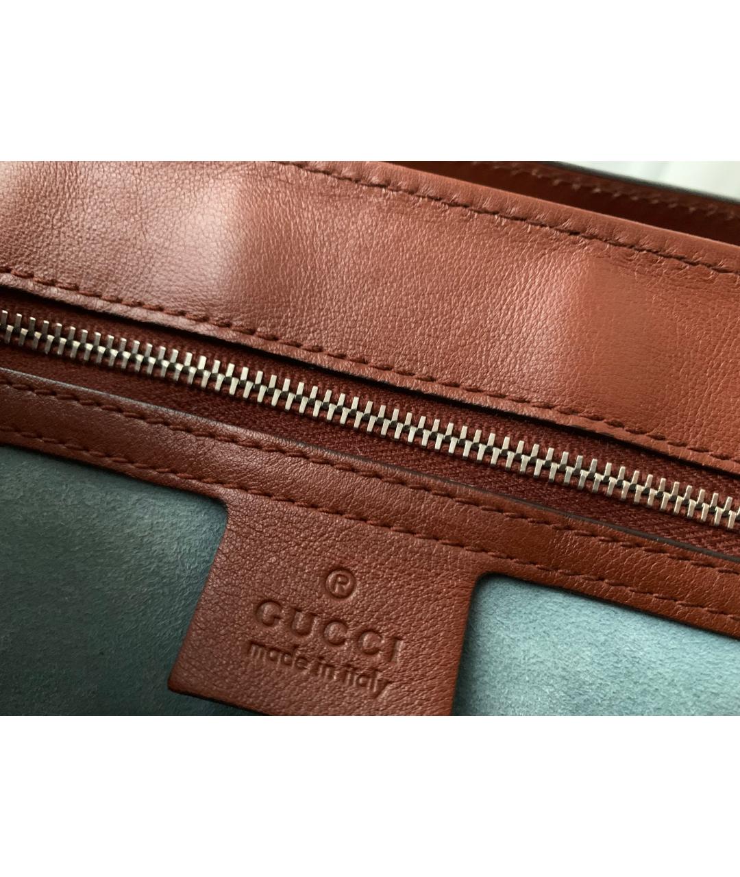 GUCCI Коричневая сумка с короткими ручками из экзотической кожи, фото 5