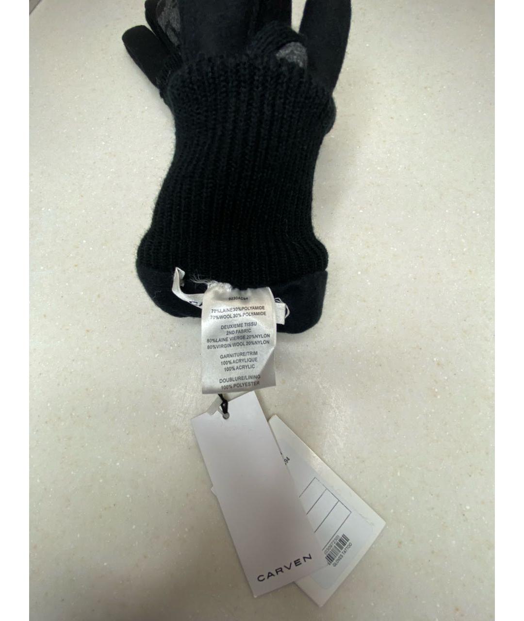 Carven Черные шерстяные перчатки, фото 5