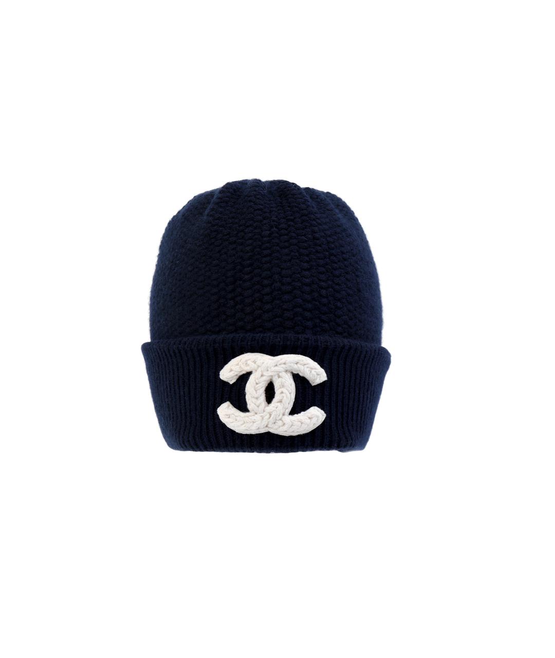 CHANEL Темно-синяя кашемировая шапка, фото 6