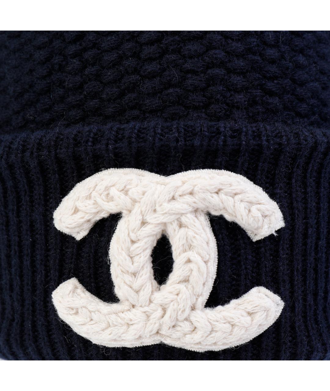 CHANEL Темно-синяя кашемировая шапка, фото 5