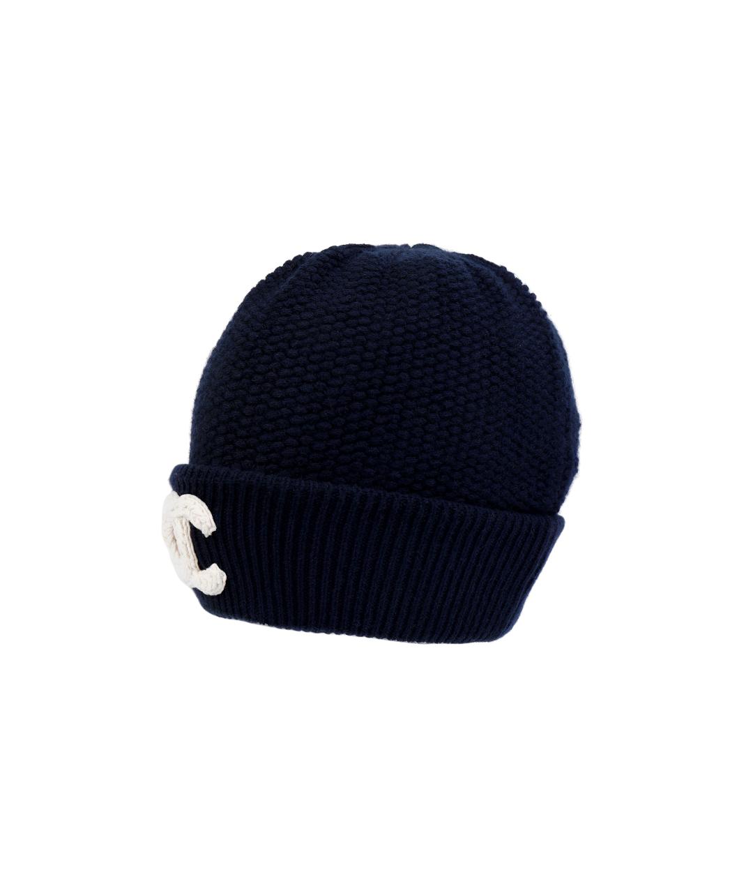 CHANEL Темно-синяя кашемировая шапка, фото 2