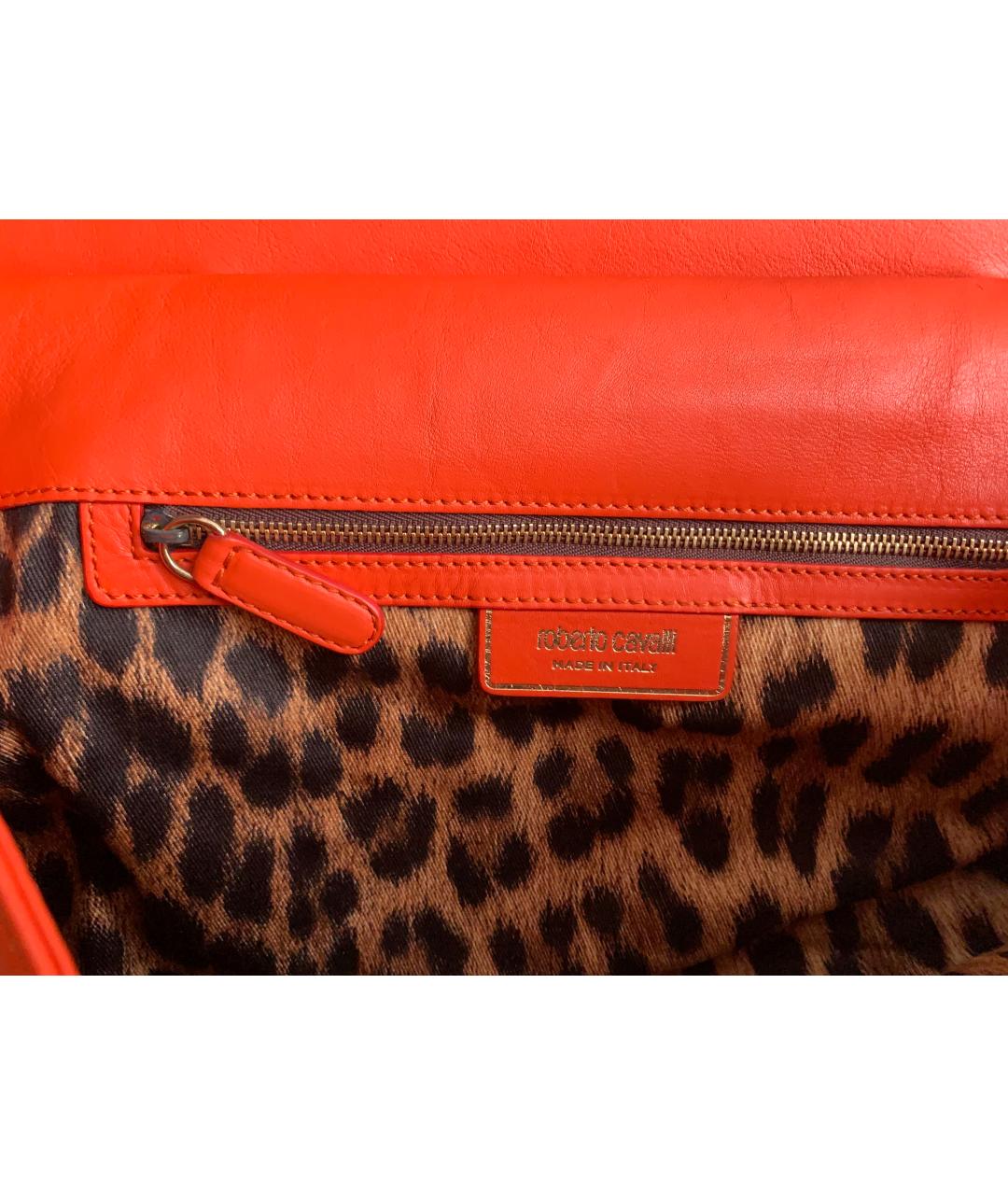 ROBERTO CAVALLI Оранжевая кожаная сумка через плечо, фото 4