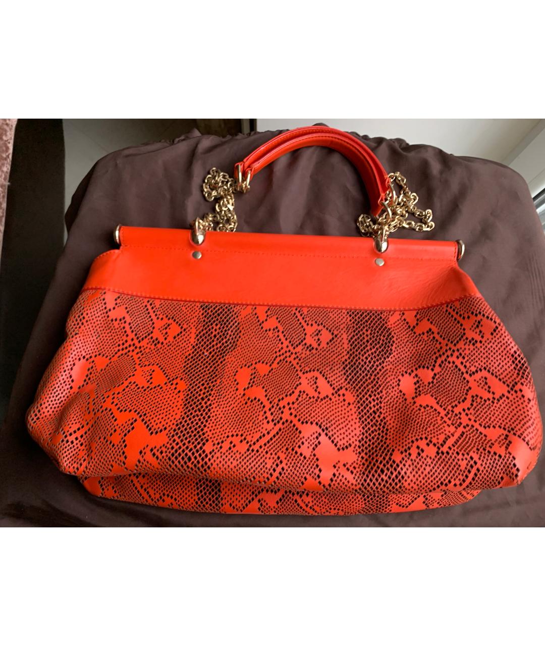 ROBERTO CAVALLI Оранжевая кожаная сумка через плечо, фото 3