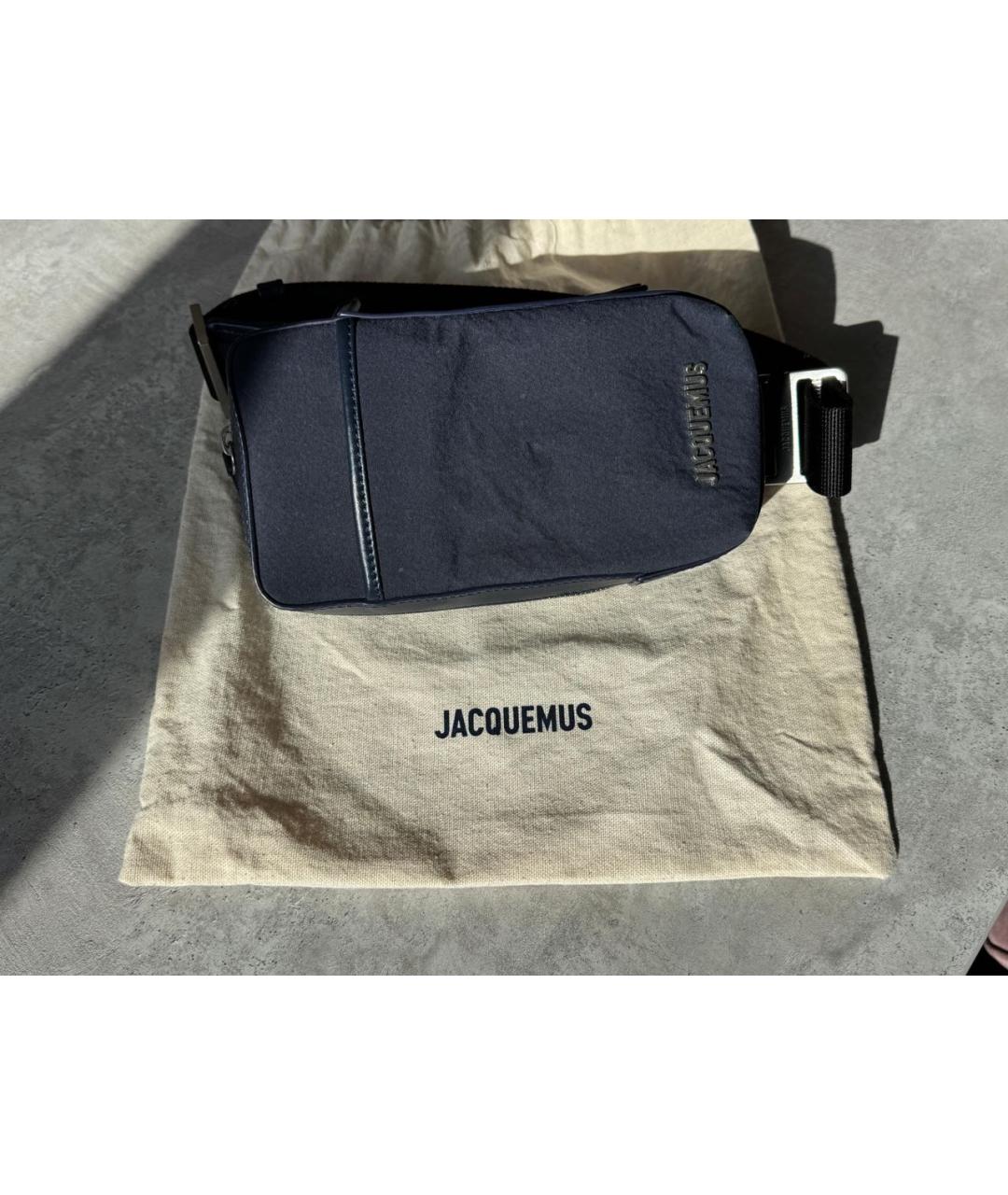 JACQUEMUS Синяя тканевая сумка на плечо, фото 3