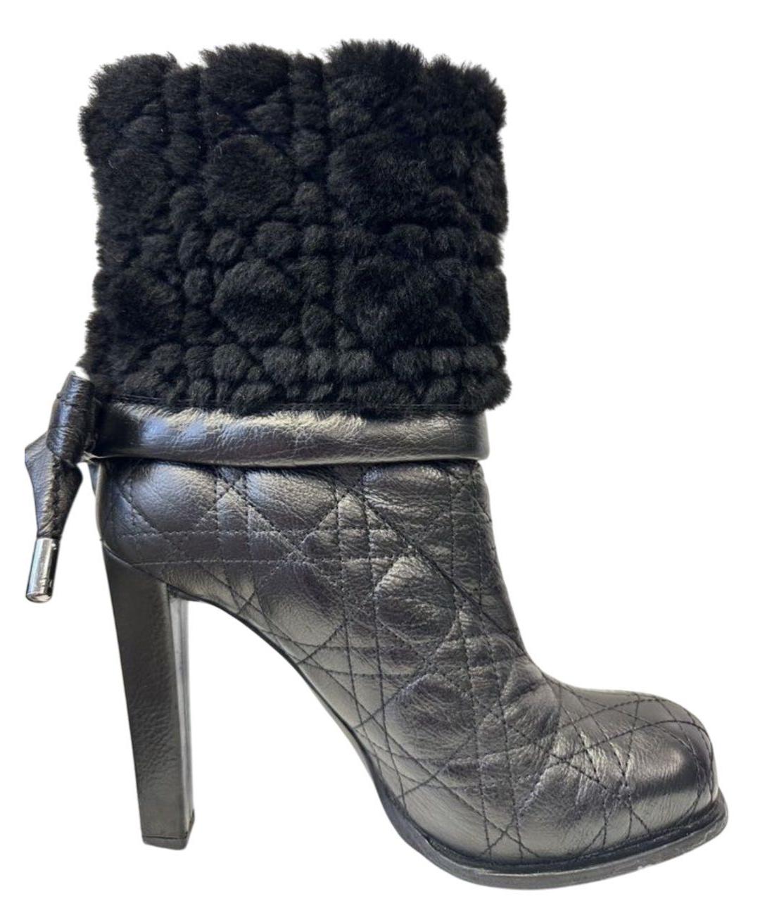 CHRISTIAN DIOR Серебряные кожаные ботильоны, фото 1