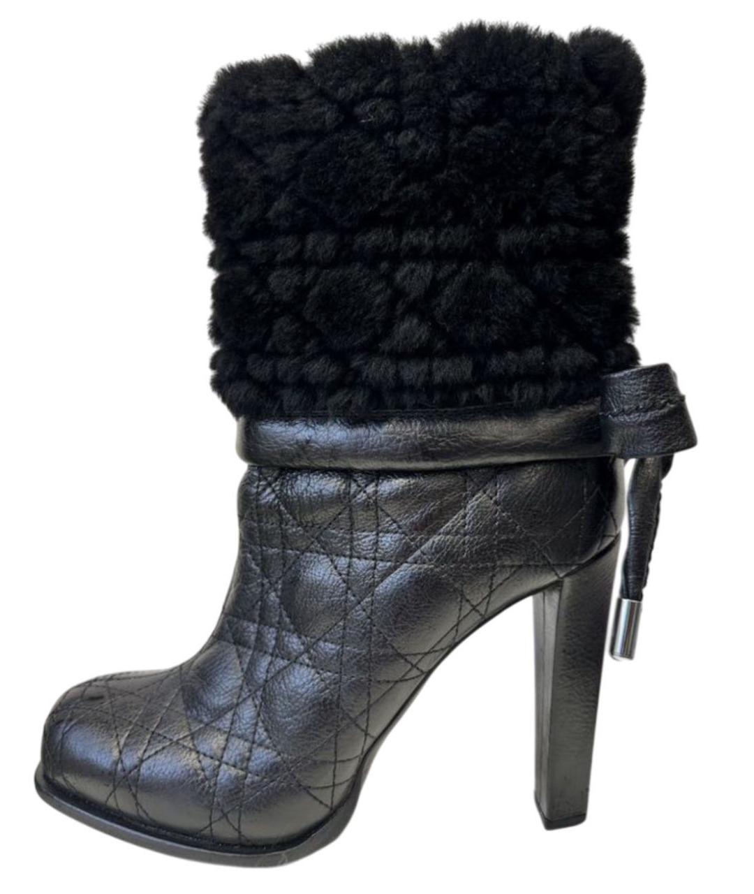 CHRISTIAN DIOR Серебряные кожаные ботильоны, фото 3