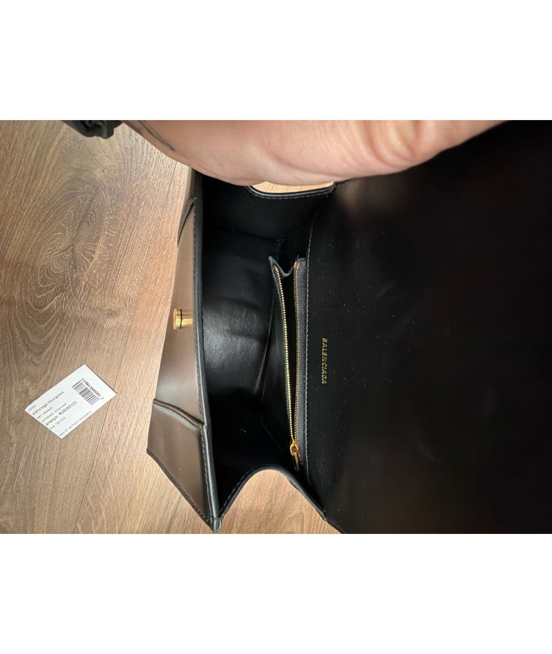 BALENCIAGA Черная кожаная сумка с короткими ручками, фото 4