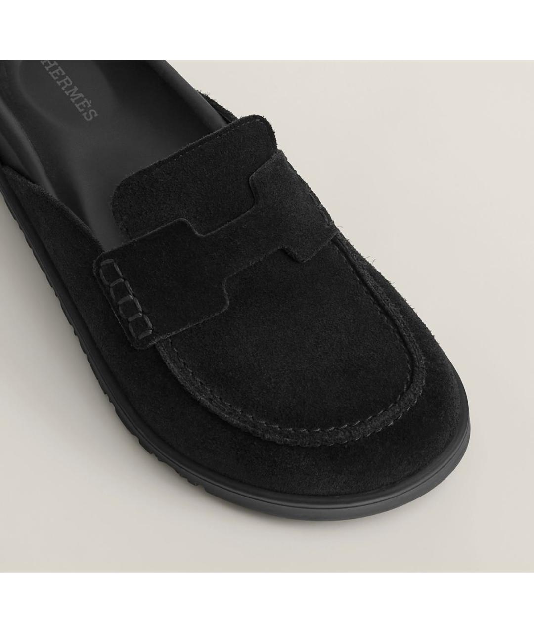 HERMES Черные замшевые сабо, фото 2