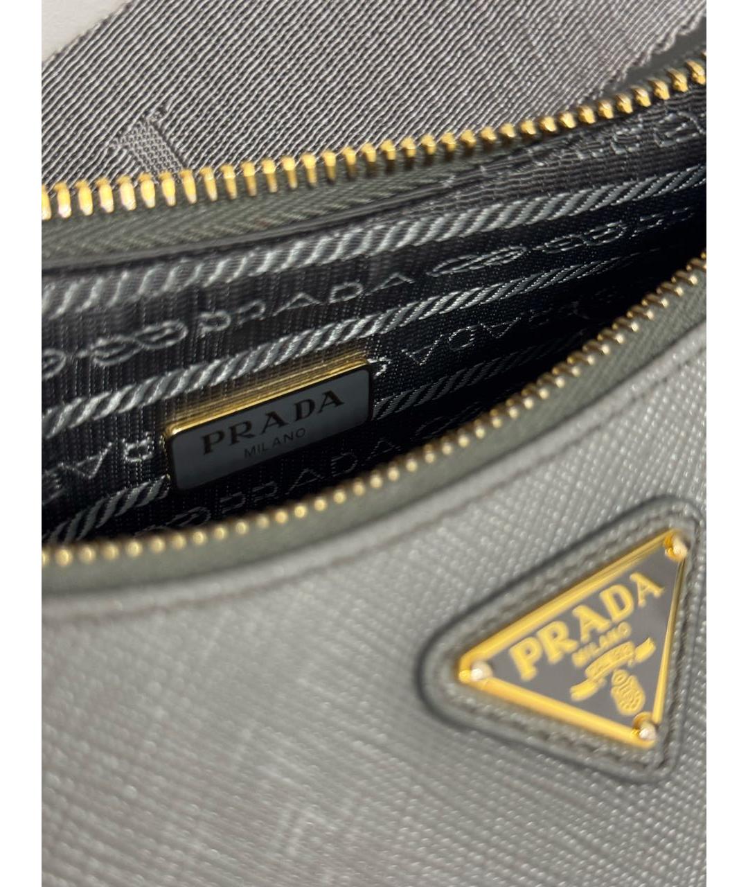 PRADA Серая кожаная сумка через плечо, фото 8