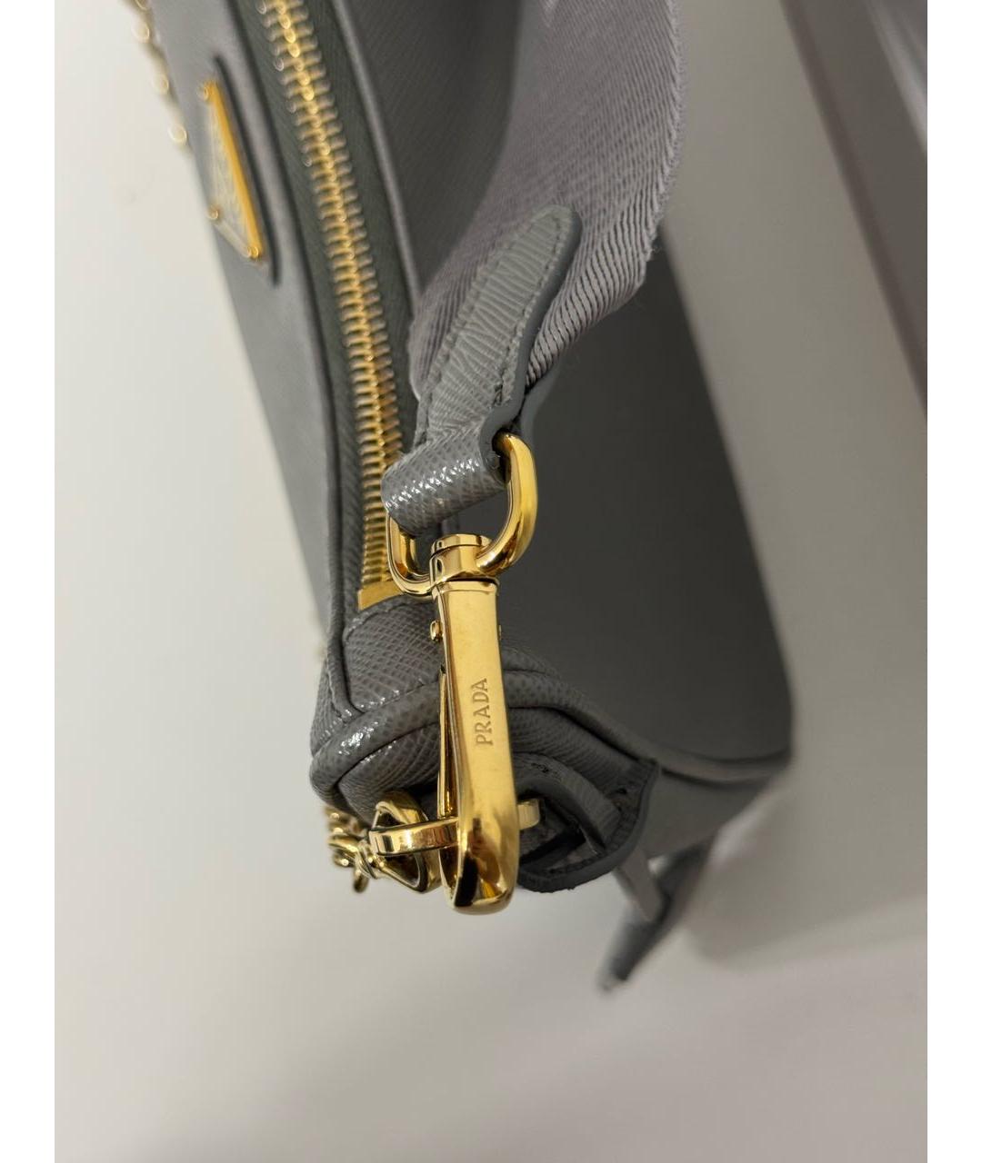 PRADA Серая кожаная сумка через плечо, фото 7