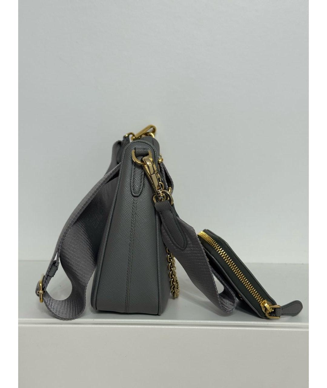 PRADA Серая кожаная сумка через плечо, фото 4