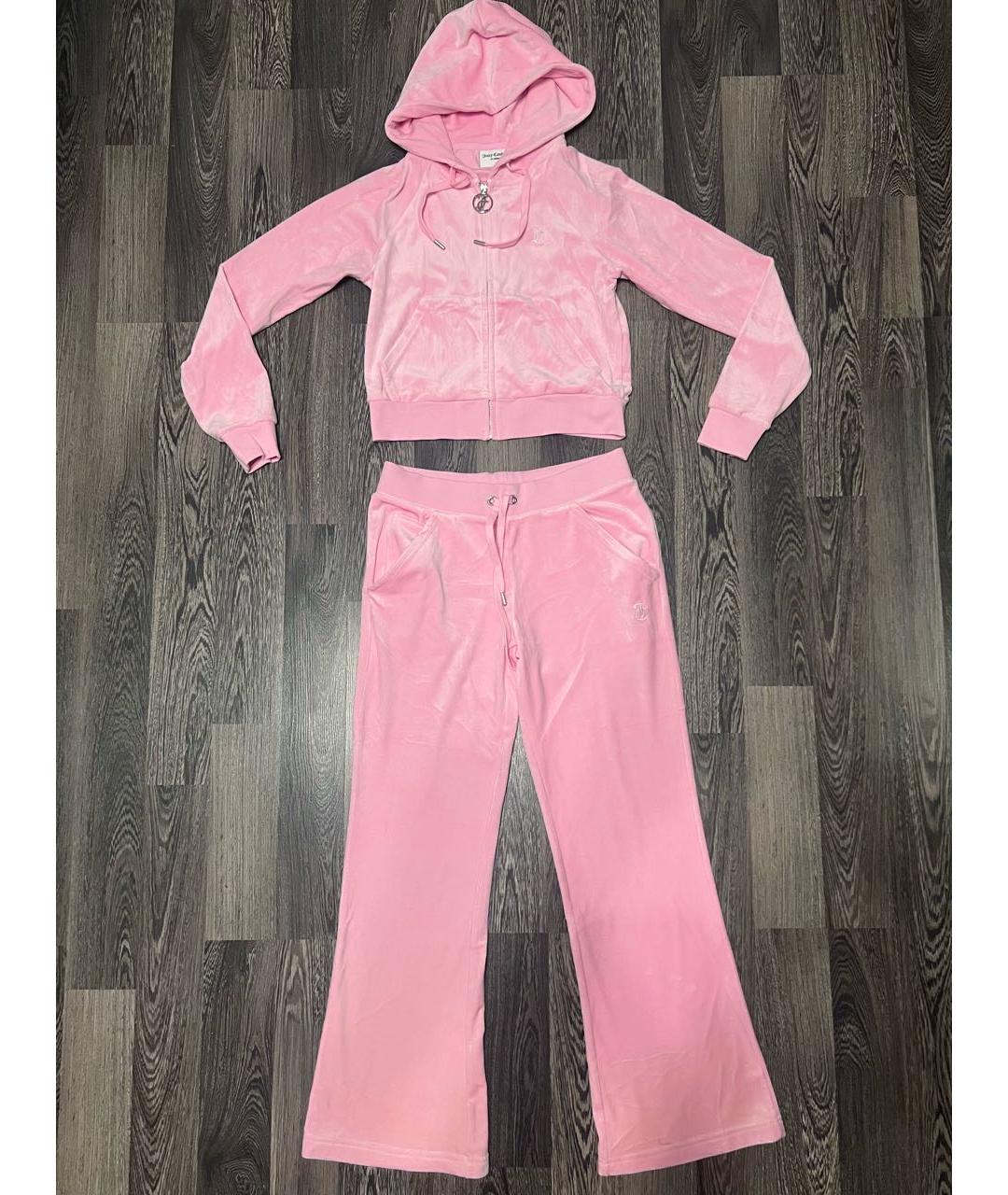 JUICY COUTURE Розовый велюровый костюм с брюками, фото 9
