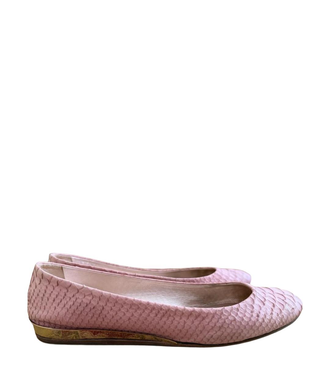 LE SILLA Розовые балетки из экзотической кожи, фото 1