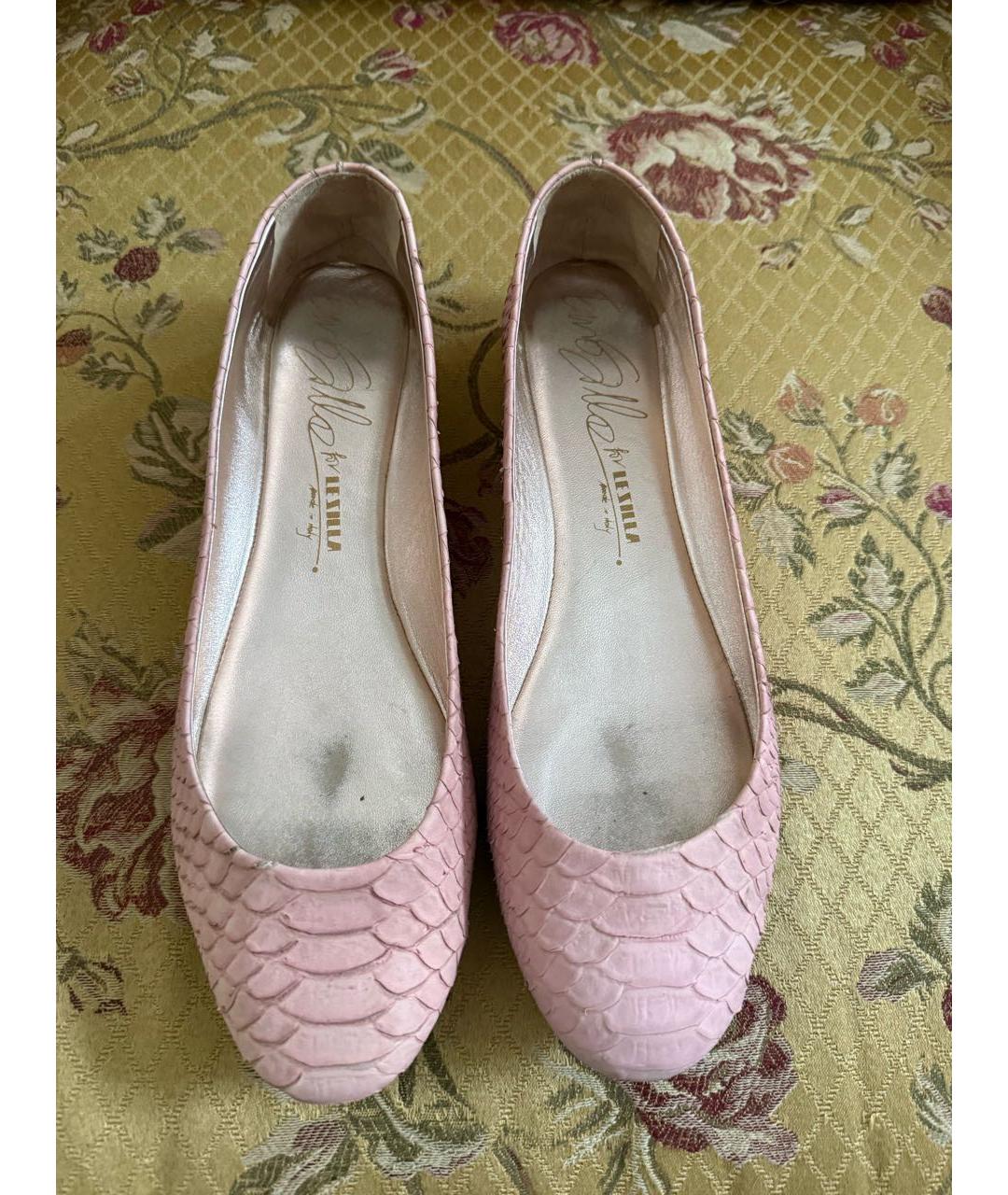 LE SILLA Розовые балетки из экзотической кожи, фото 3