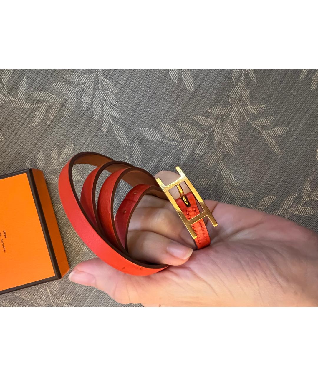 HERMES Красный кожаный браслет, фото 4