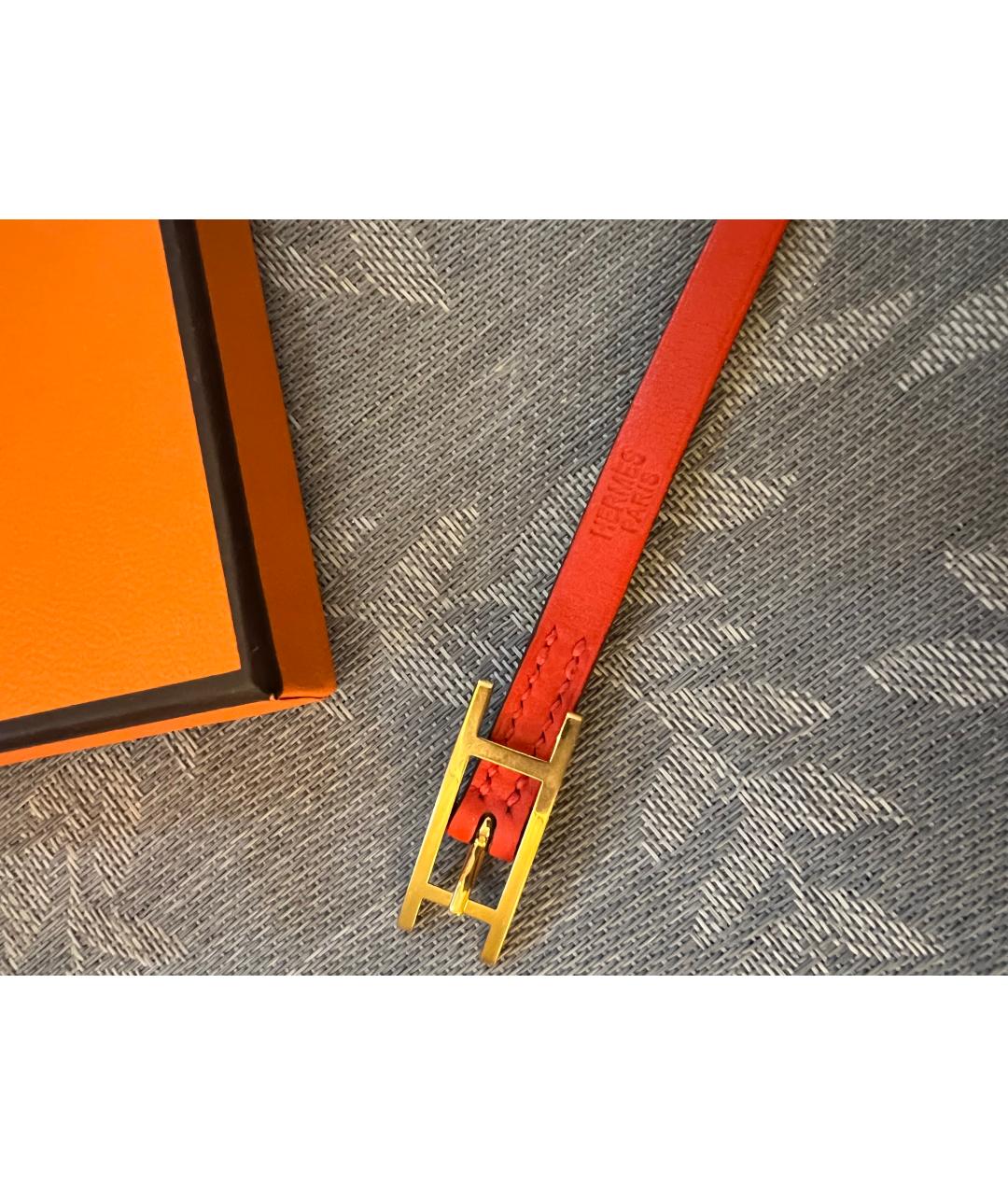 HERMES Красный кожаный браслет, фото 3