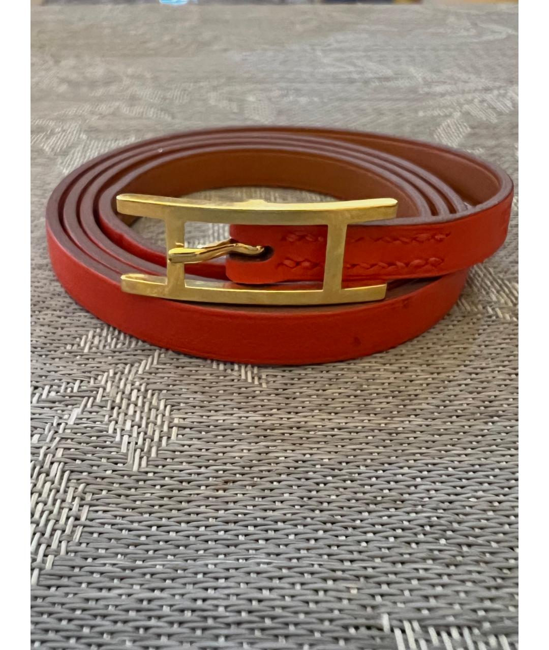 HERMES Красный кожаный браслет, фото 5