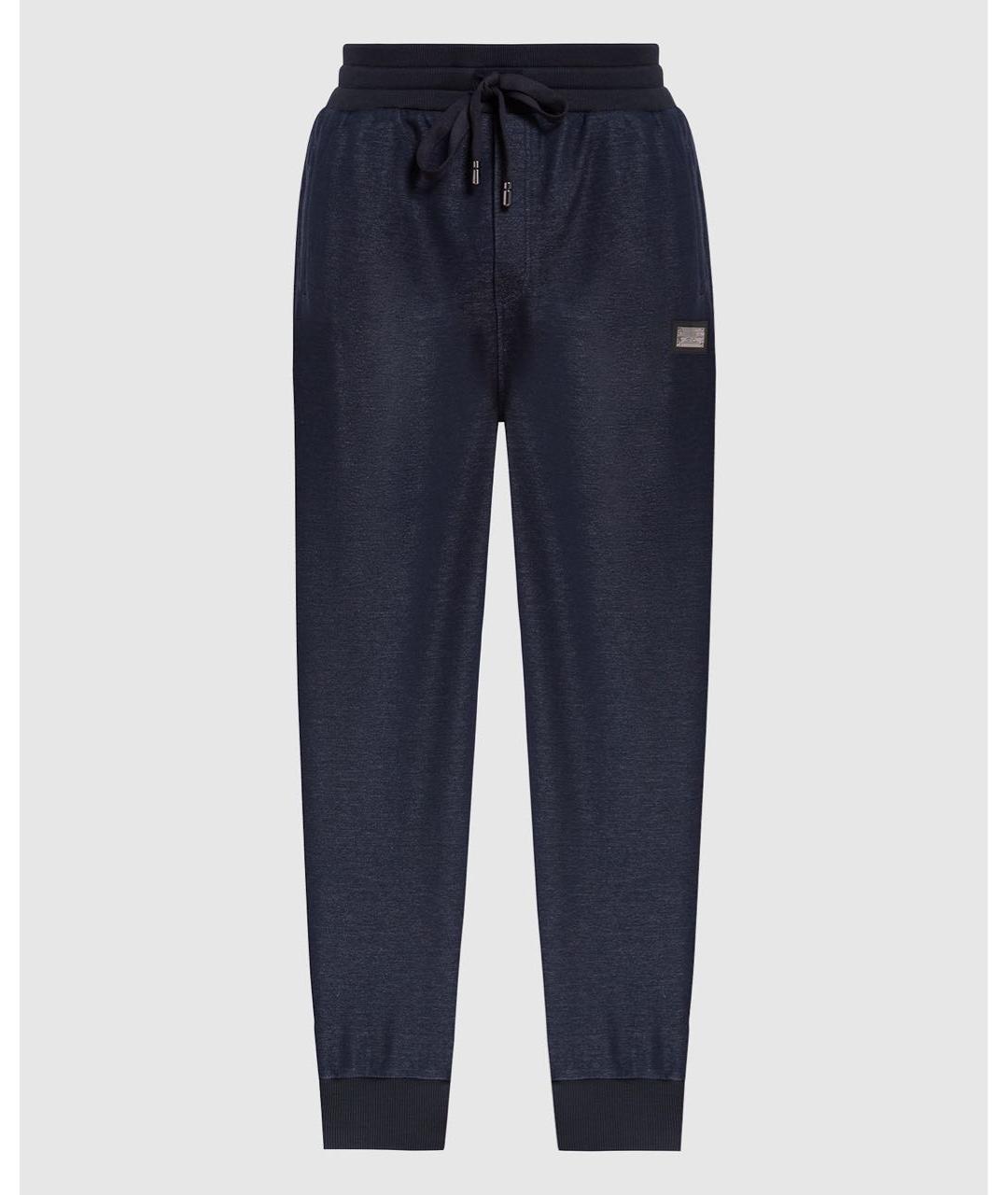 DOLCE&GABBANA Темно-синие хлопковые повседневные брюки, фото 7