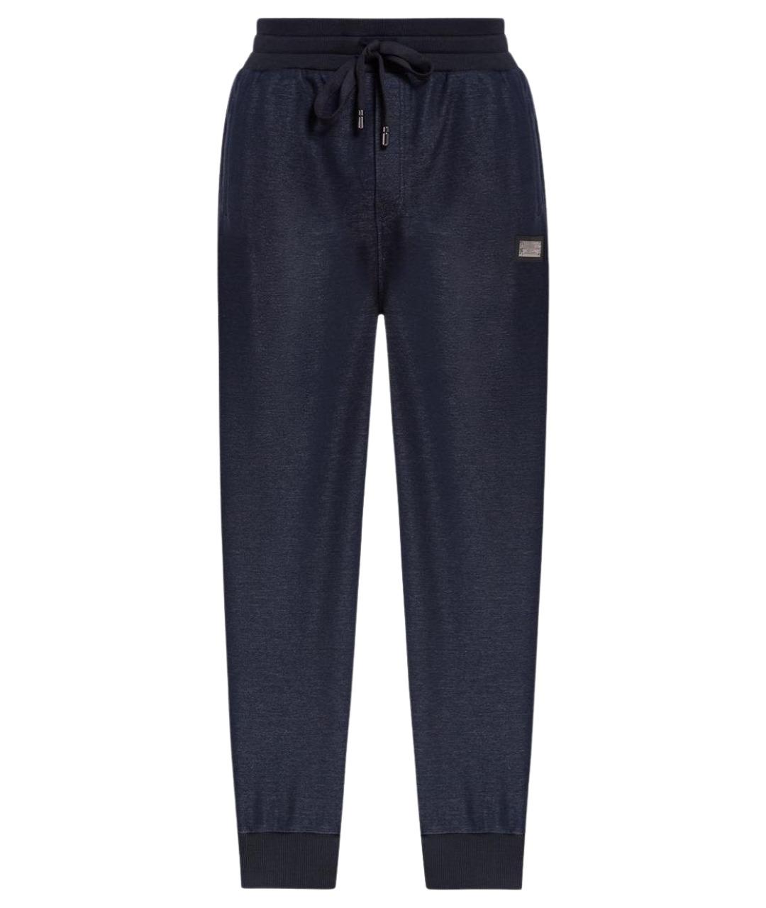 DOLCE&GABBANA Темно-синие хлопковые повседневные брюки, фото 1