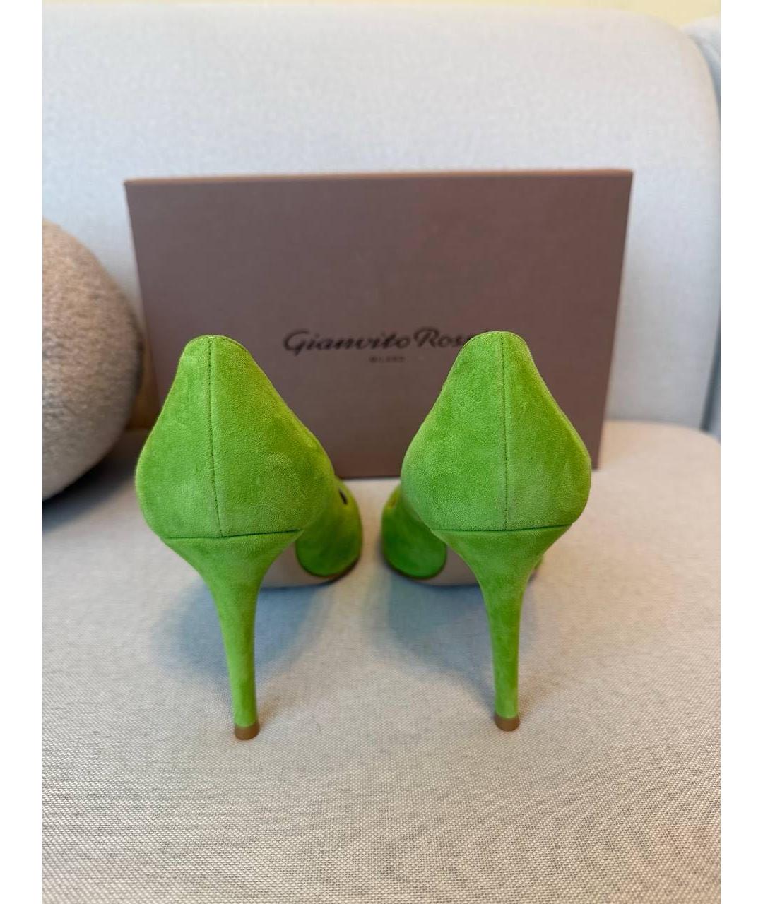 GIANVITO ROSSI Зеленые замшевые туфли, фото 3