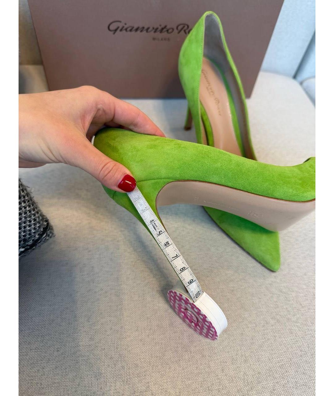 GIANVITO ROSSI Зеленые замшевые туфли, фото 4