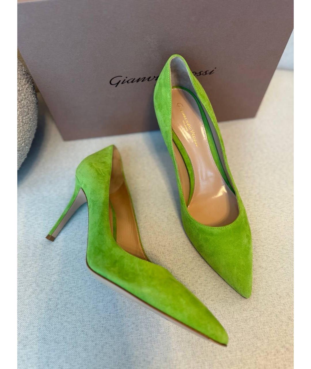 GIANVITO ROSSI Зеленые замшевые туфли, фото 7