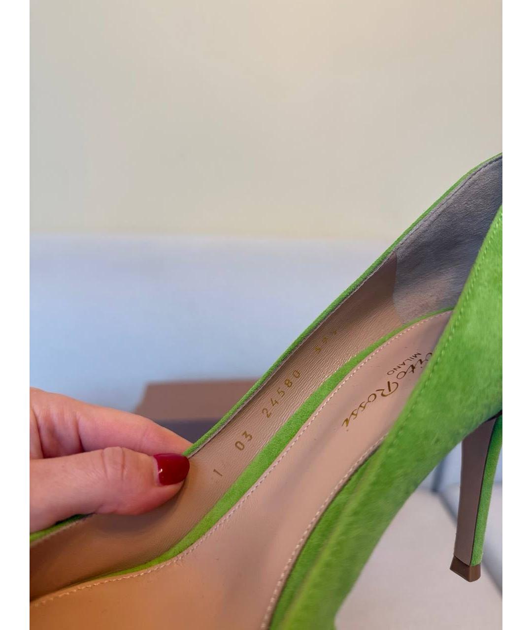GIANVITO ROSSI Зеленые замшевые туфли, фото 6