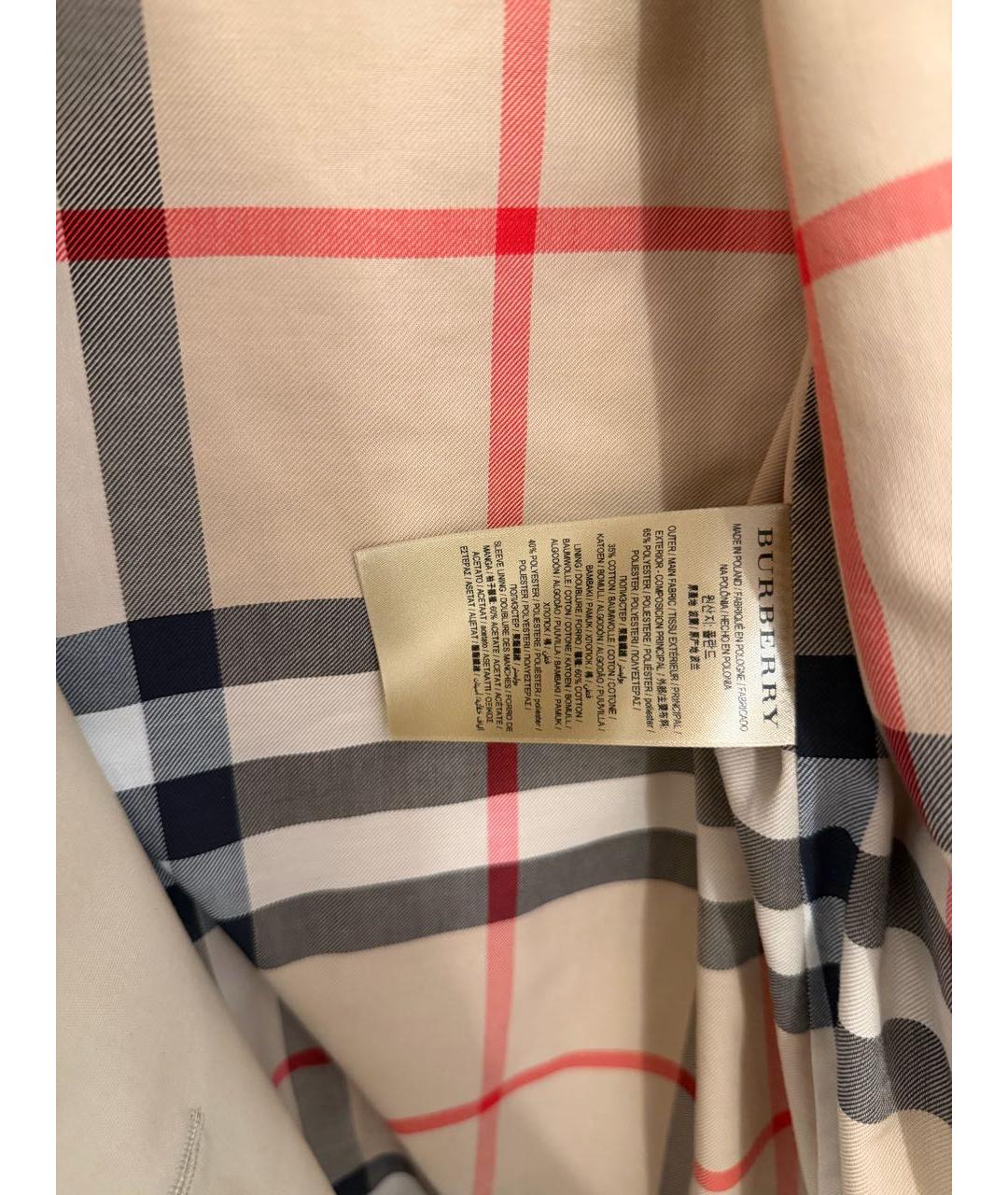 BURBERRY Бежевый полиэстеровый тренч/плащ, фото 5