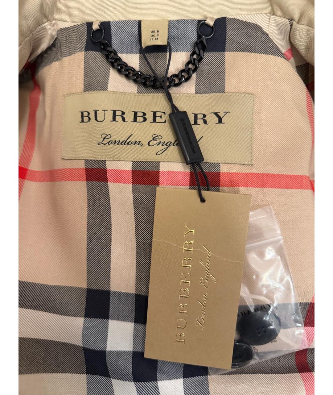 BURBERRY Бежевый полиэстеровый тренч/плащ, фото 4