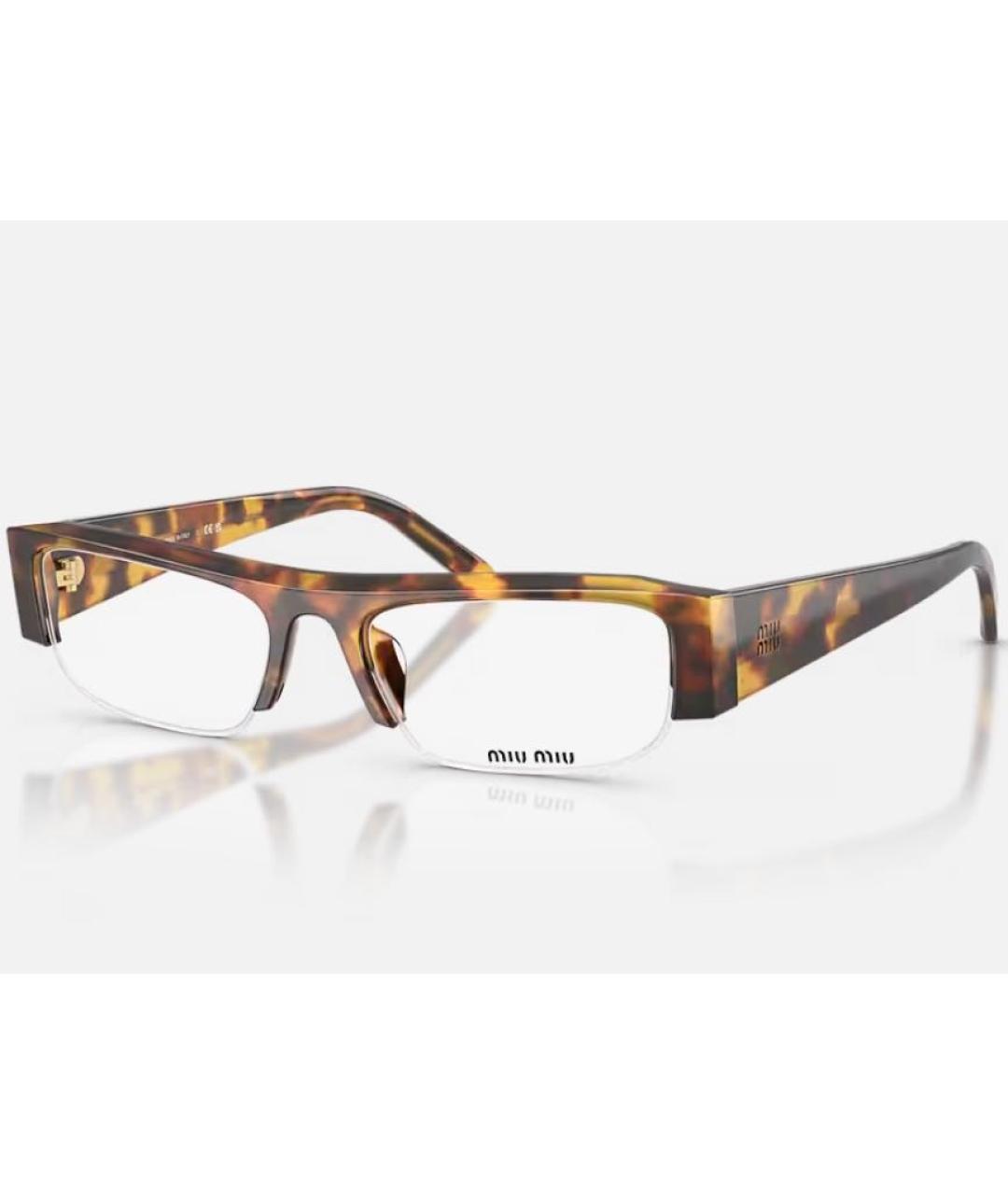 MIU MIU Коричневые пластиковые солнцезащитные очки, фото 4