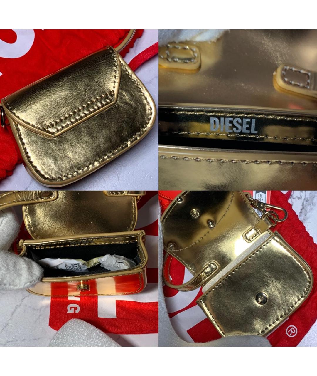 DIESEL Золотая кожаная сумка с короткими ручками, фото 8