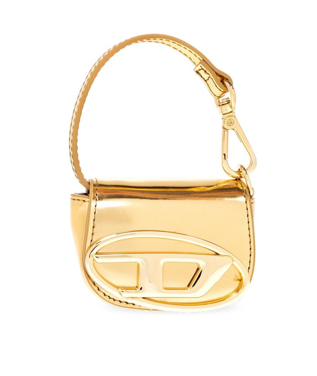 DIESEL Золотая кожаная сумка с короткими ручками, фото 9