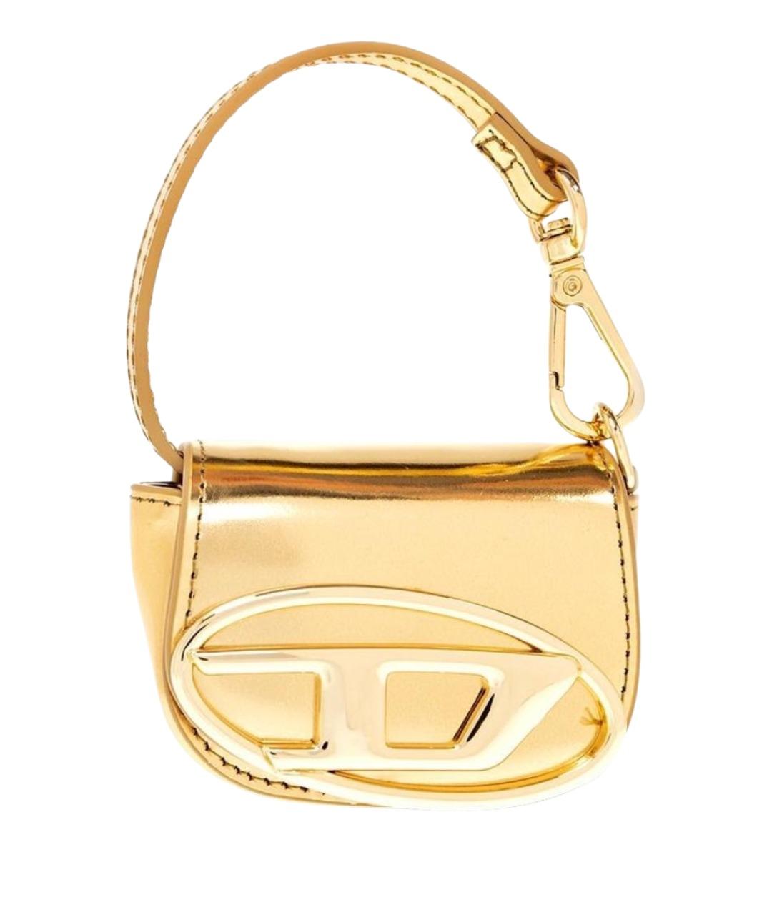 DIESEL Золотая кожаная сумка с короткими ручками, фото 1