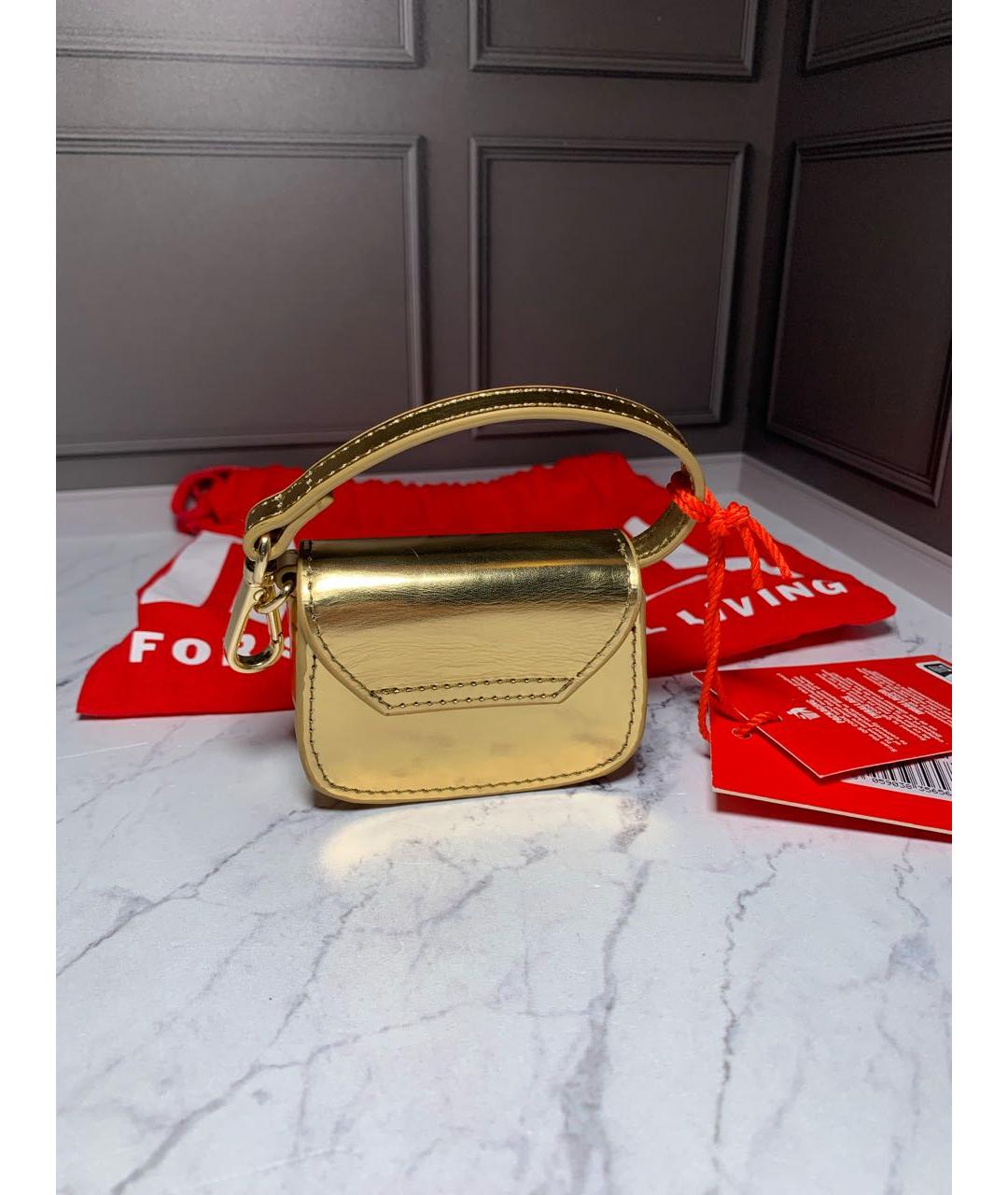 DIESEL Золотая кожаная сумка с короткими ручками, фото 5