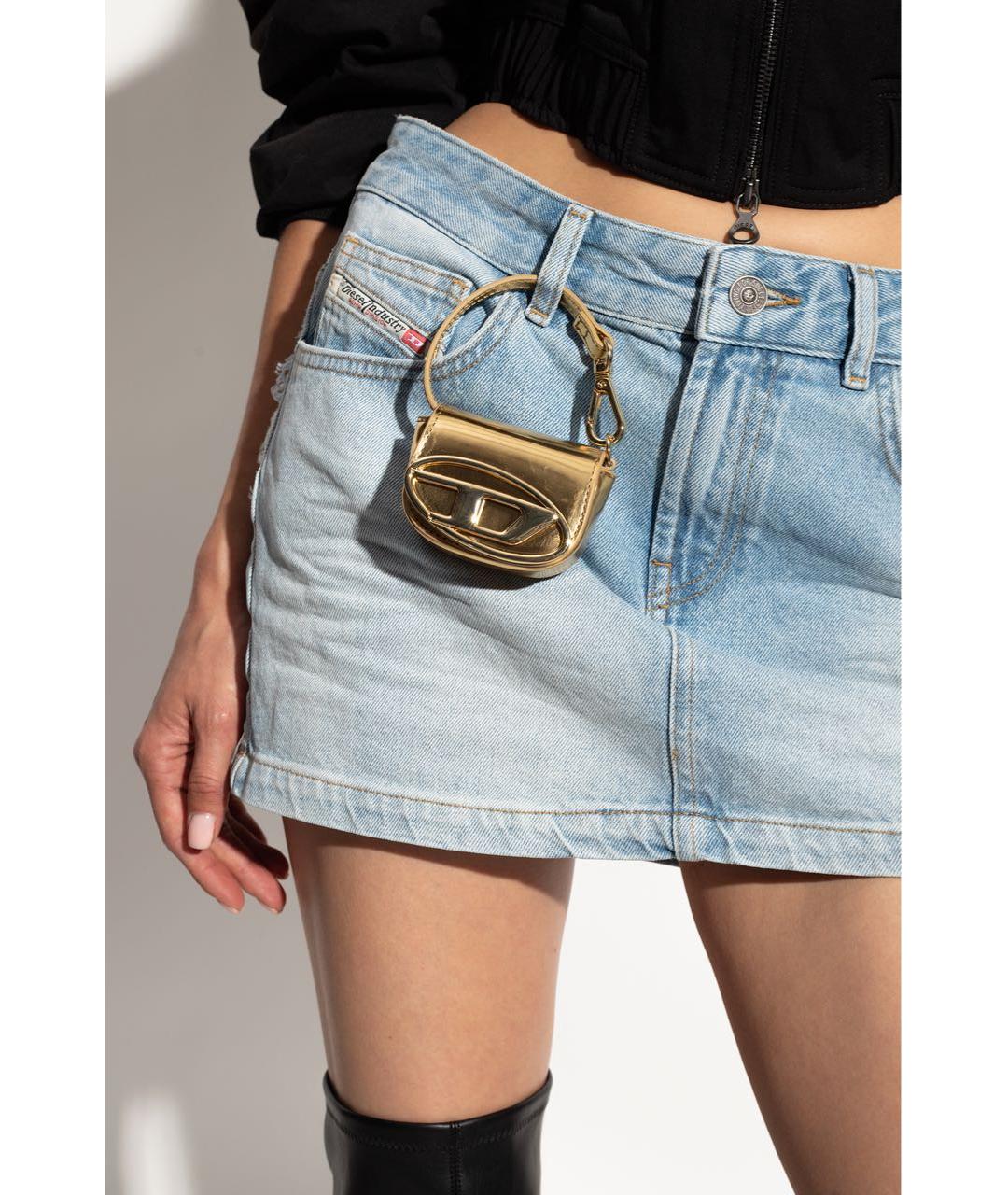 DIESEL Золотая кожаная сумка с короткими ручками, фото 2