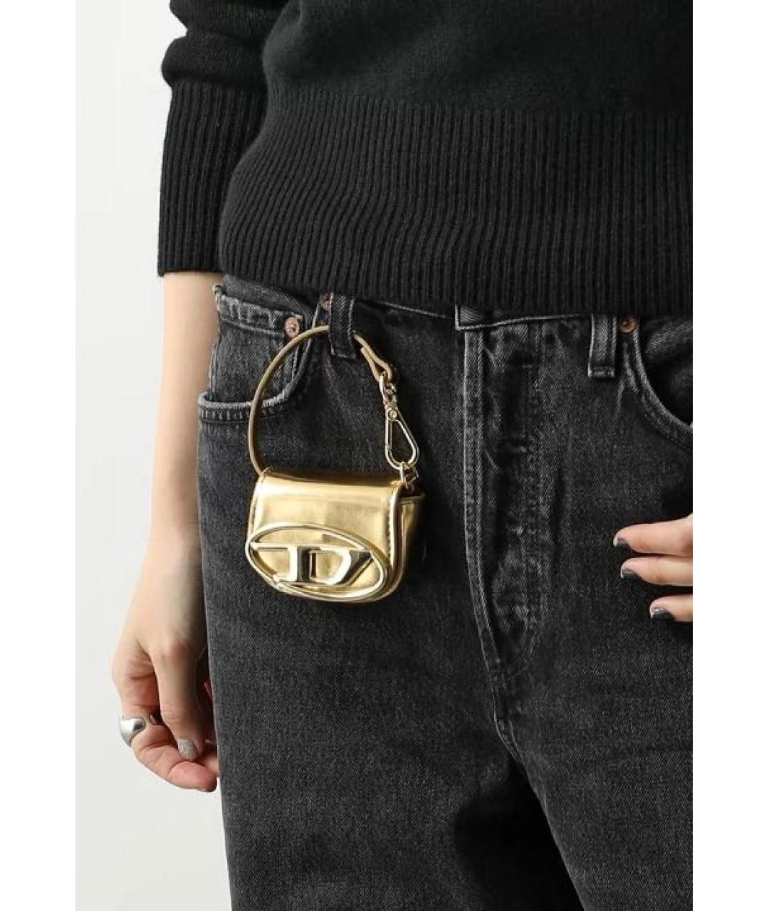 DIESEL Золотая кожаная сумка с короткими ручками, фото 3