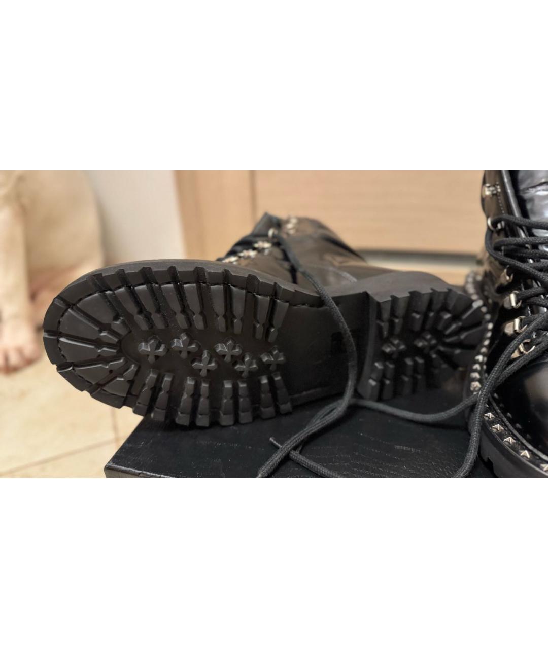 PHILIPP PLEIN Черные кожаные высокие ботинки, фото 8