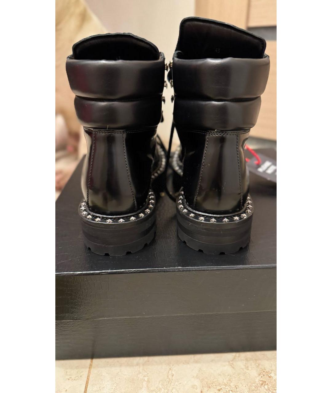 PHILIPP PLEIN Черные кожаные высокие ботинки, фото 4